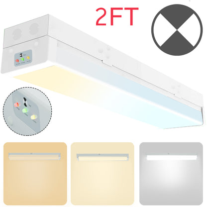 Walrusled 2FT LED Kitchen Wraparound Emergency Batten Light Fixture, 3 CCT Power Selectable 10W/20W 1250lm/2500lm, Battery Backup, 3000K/4000K/5000K, IP20, 2 Foot LED Garage Wrap Around Batten Light Fixture, 60CM Flush Mount LED Stairwell Ceiling Light