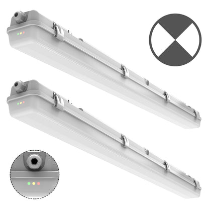 Walrusled 4FT Stairwell LED Wraparound Vapor Tight Emergency Batten Light, Power Selectable 20W/40W, 2500lm/5000lm, Battery Backup, 5000K, IP65, 4 Foot Garage LED Wrap Waterproof Light Fixture, 120CM Flush Mount Tunnel Led Vapor Proof Ceiling Batten Light