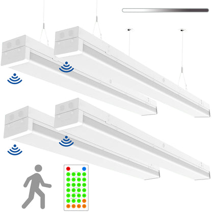 Walrusled 4FT Motion Sensor LED Stairwell Wraparound Batten Light with Remote, 2 Wattages/2 Lumens Selectable, 20W/40W, 2500lm/5000lm, 5000K, 100-277V, IP20, Dimmable 4 Foot LED Wrap Around Batten Light Fixture, 120CM Flush Mount LED Garage Ceiling Light