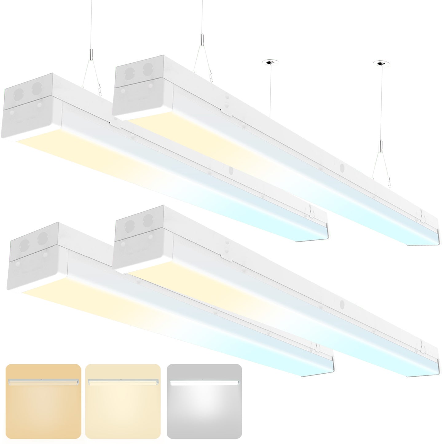 Walrusled 4FT LED Kitchen Wraparound Batten Light Fixture, 2 Wattages/2 Lumens/3 CCT Selectable, 20W/40W 2500lm/5000lm, 3000K/4000K/5000K, 100-277V, IP20, 4 Foot LED Garage Wrap Around Batten Light Fixture, 120CM Flush Mount Stairwell Batten Ceiling Light